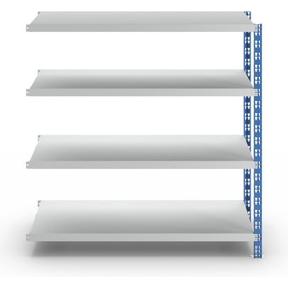 Wide span boltless shelf unit, blue/grey, HxWxD 1508 x 1525 x 600 mm, sheet steel shelves, extension shelf unit.