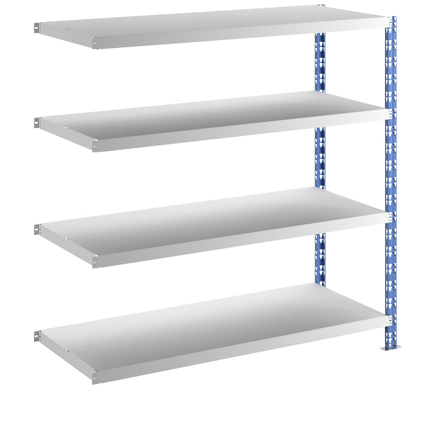 Wide span boltless shelf unit, blue/grey, HxWxD 1508 x 1525 x 600 mm, sheet steel shelves, extension shelf unit.