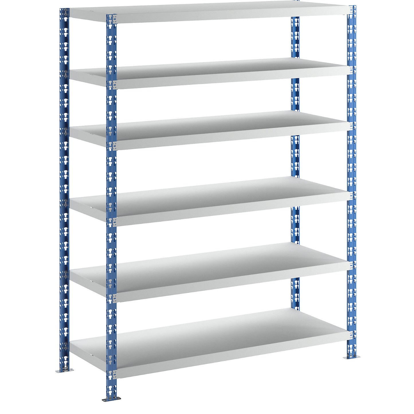 Wide span boltless shelf unit, blue/grey, HxWxD 1976 x 1550 x 600 mm, sheet steel shelves, standard shelf unit.