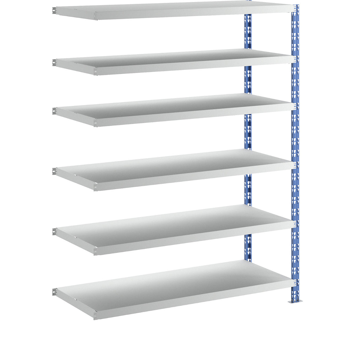 Wide span boltless shelf unit, blue/grey, HxWxD 1976 x 1525 x 600 mm, sheet steel shelves, extension shelf unit.