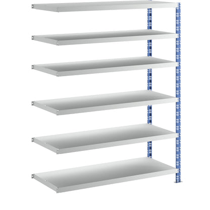 Wide span boltless shelf unit, blue/grey, HxWxD 1976 x 1525 x 600 mm, sheet steel shelves, extension shelf unit.