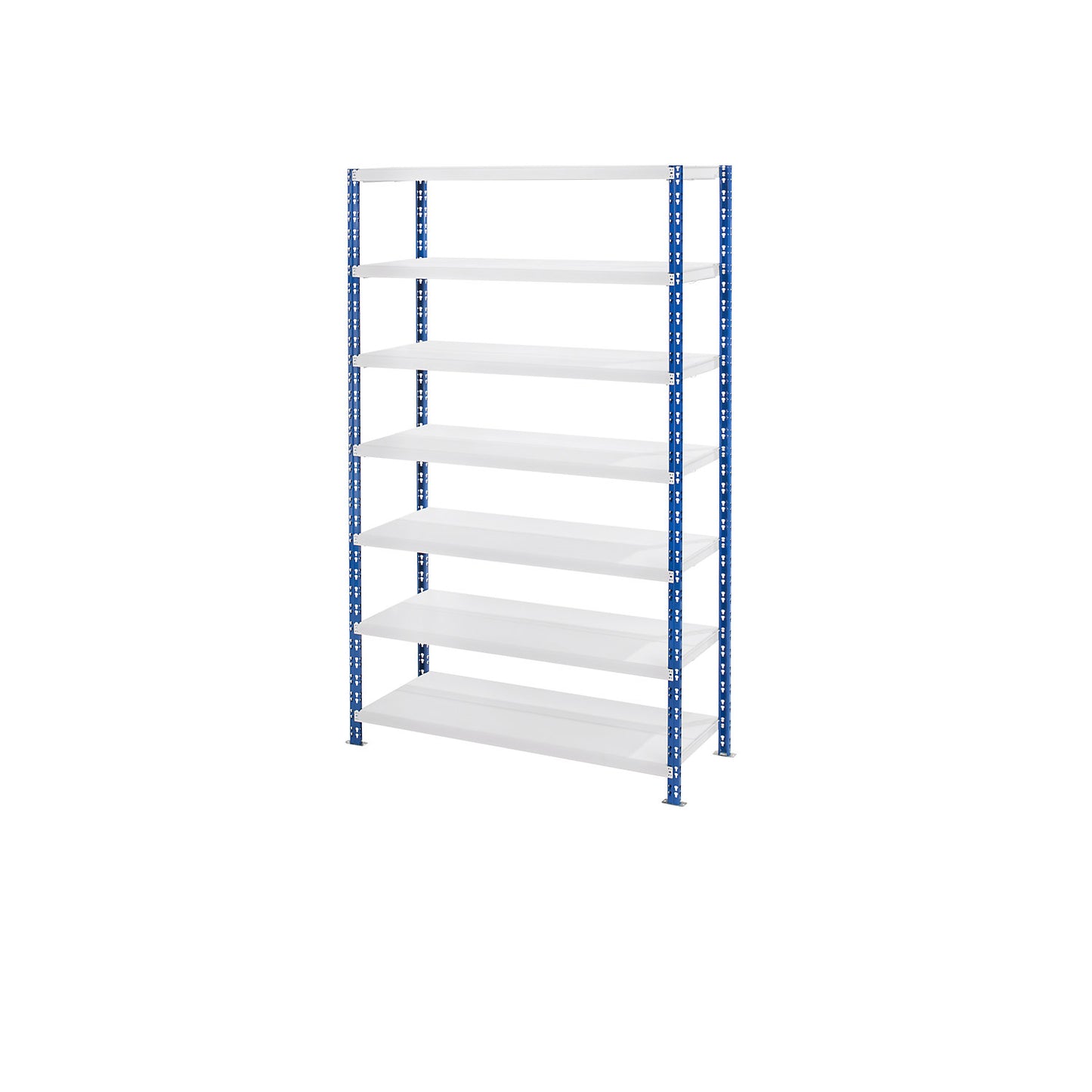 Wide span boltless shelf unit, blue/grey, HxWxD 2522 x 1550 x 600 mm, sheet steel shelves, standard shelf unit.
