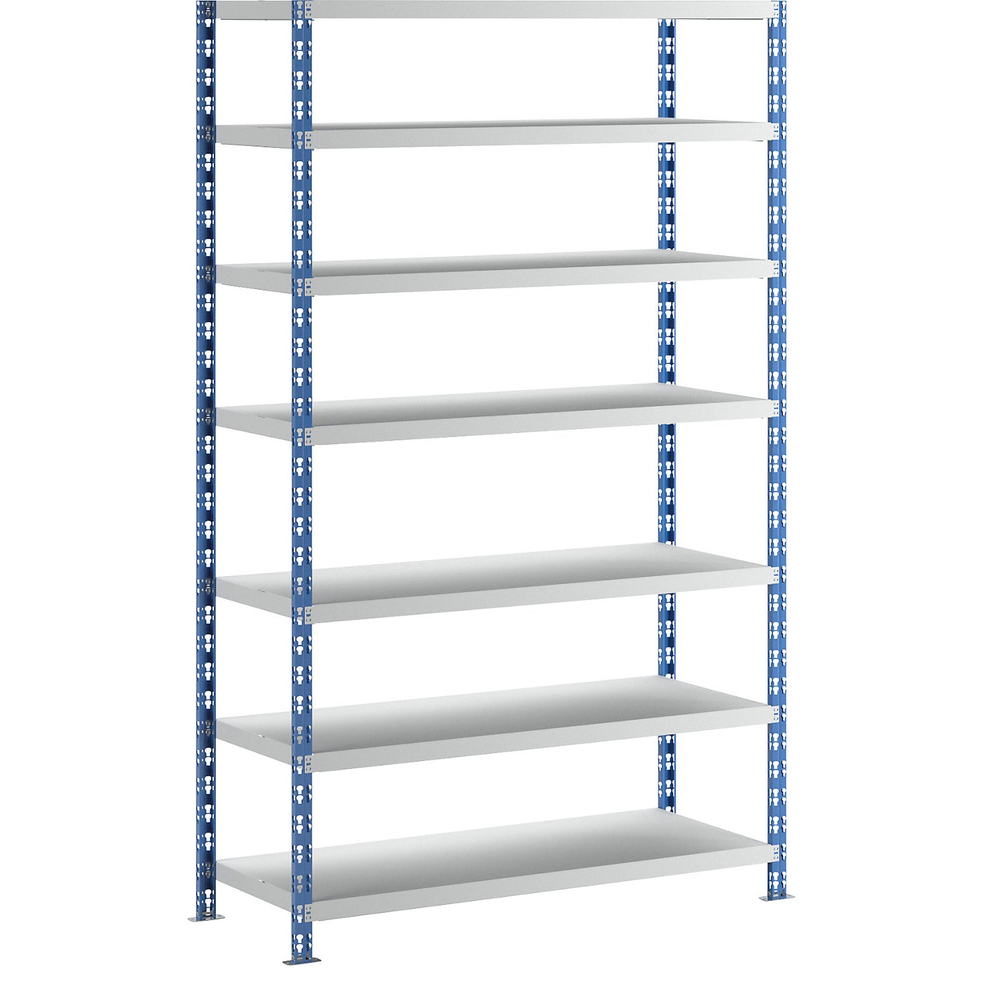 Wide span boltless shelf unit, blue/grey, HxWxD 2522 x 1550 x 600 mm, sheet steel shelves, standard shelf unit.