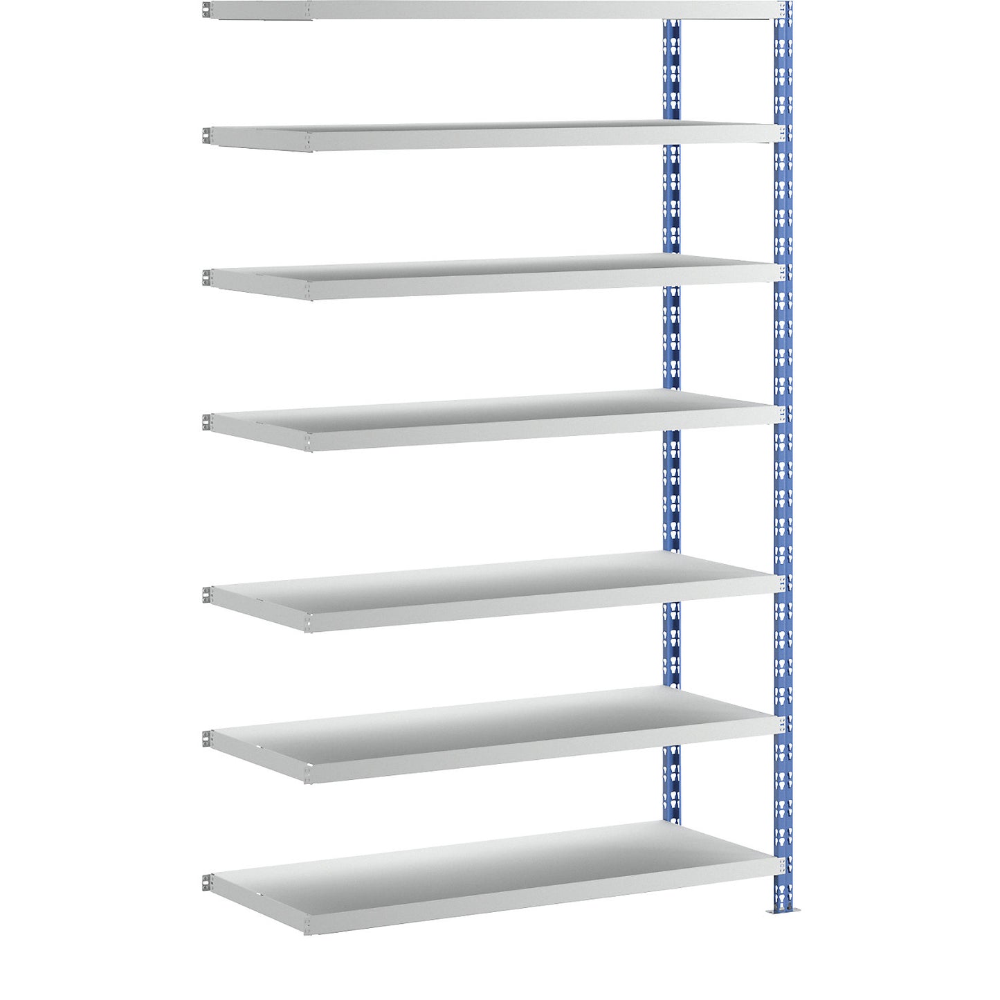 Wide span boltless shelf unit, blue/grey, HxWxD 2522 x 1525 x 600 mm, sheet steel shelves, extension shelf unit.
