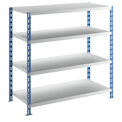Wide span boltless shelf unit, blue/grey, HxWxD 1508 x 1550 x 700 mm, sheet steel shelves, standard shelf unit.