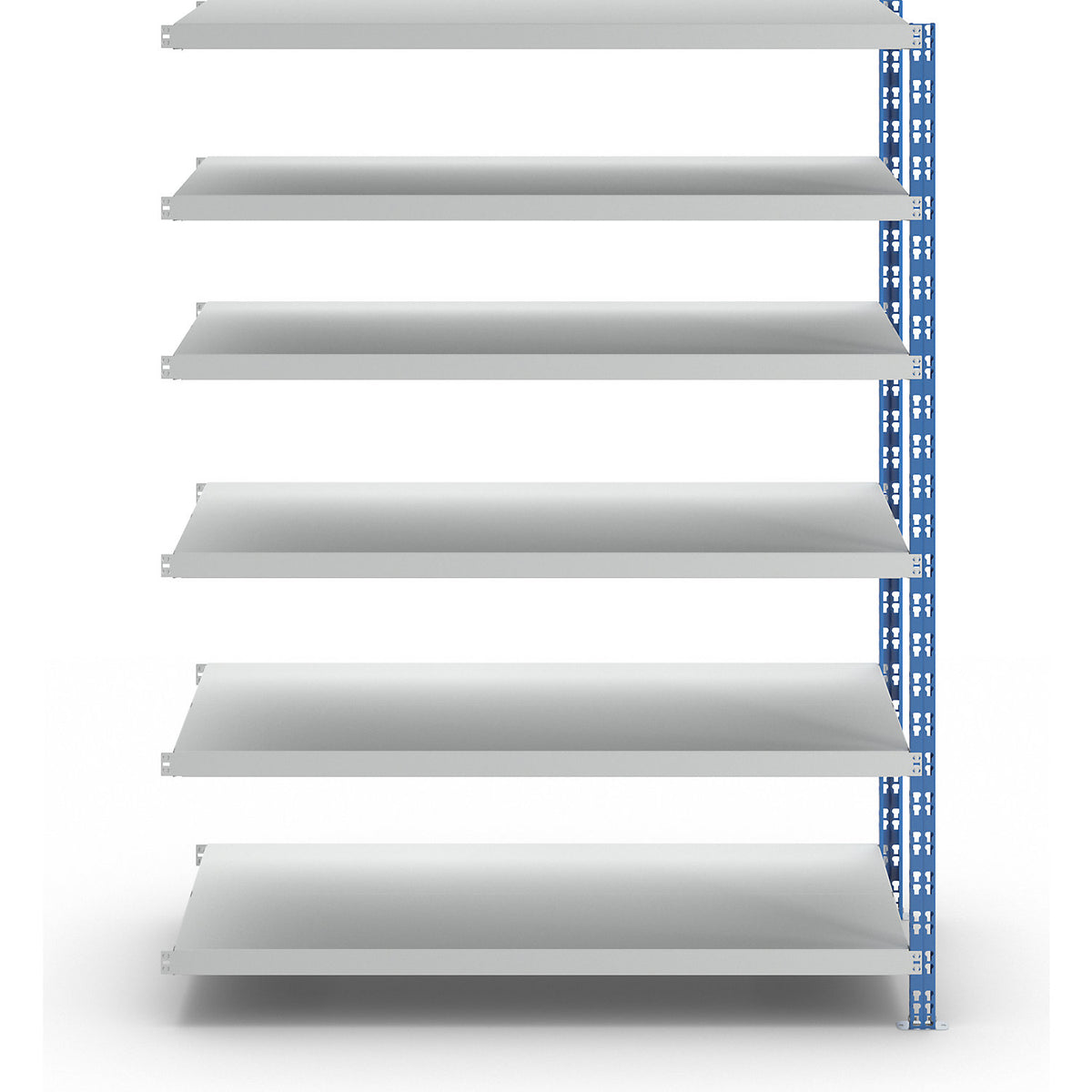 Wide span boltless shelf unit, blue/grey, HxWxD 1976 x 1525 x 700 mm, sheet steel shelves, extension shelf unit.