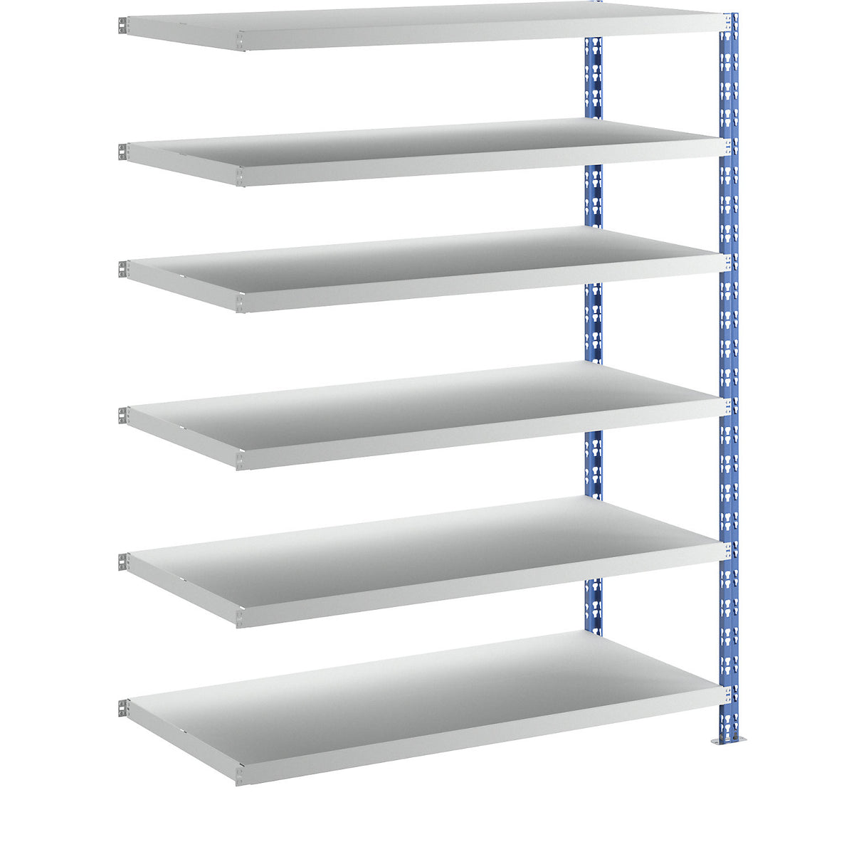 Wide span boltless shelf unit, blue/grey, HxWxD 1976 x 1525 x 700 mm, sheet steel shelves, extension shelf unit.