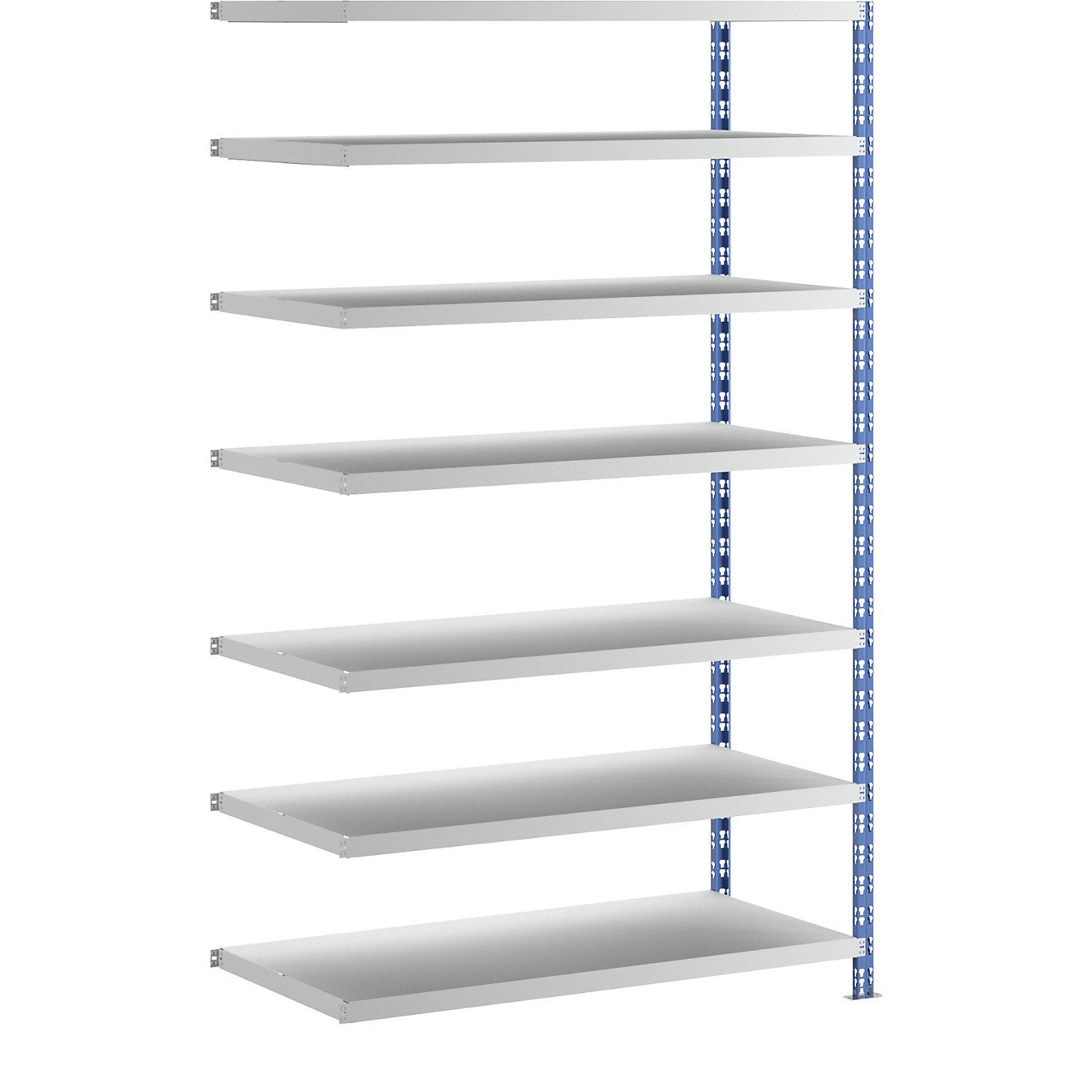 Wide span boltless shelf unit, blue/grey, HxWxD 2522 x 1525 x 700 mm, sheet steel shelves, extension shelf unit.