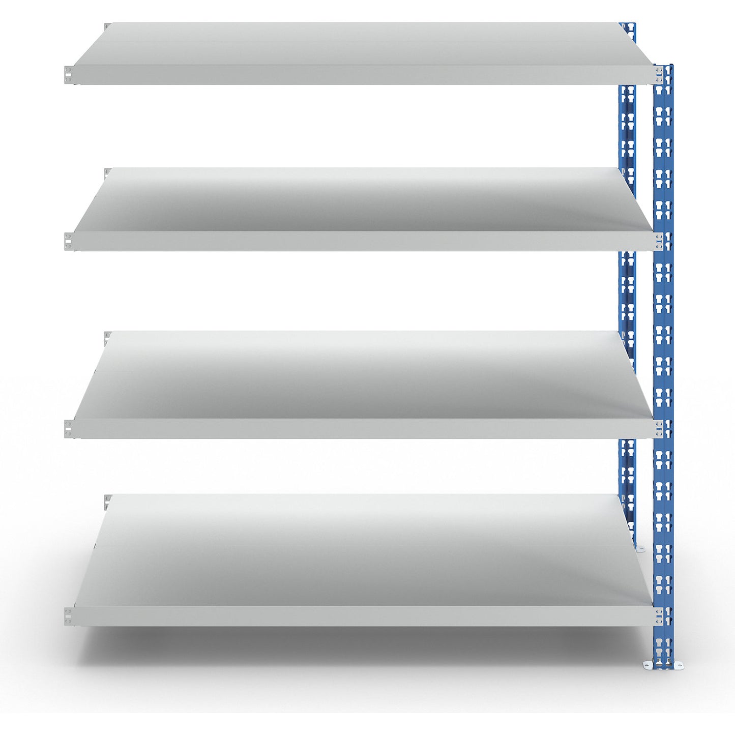 Wide span boltless shelf unit, blue/grey, HxWxD 1508 x 1525 x 800 mm, sheet steel shelves, extension shelf unit.