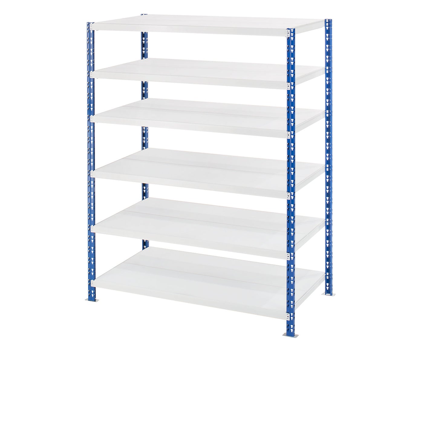 Wide span boltless shelf unit, blue/grey, HxWxD 1976 x 1550 x 800 mm, sheet steel shelves, standard shelf unit.