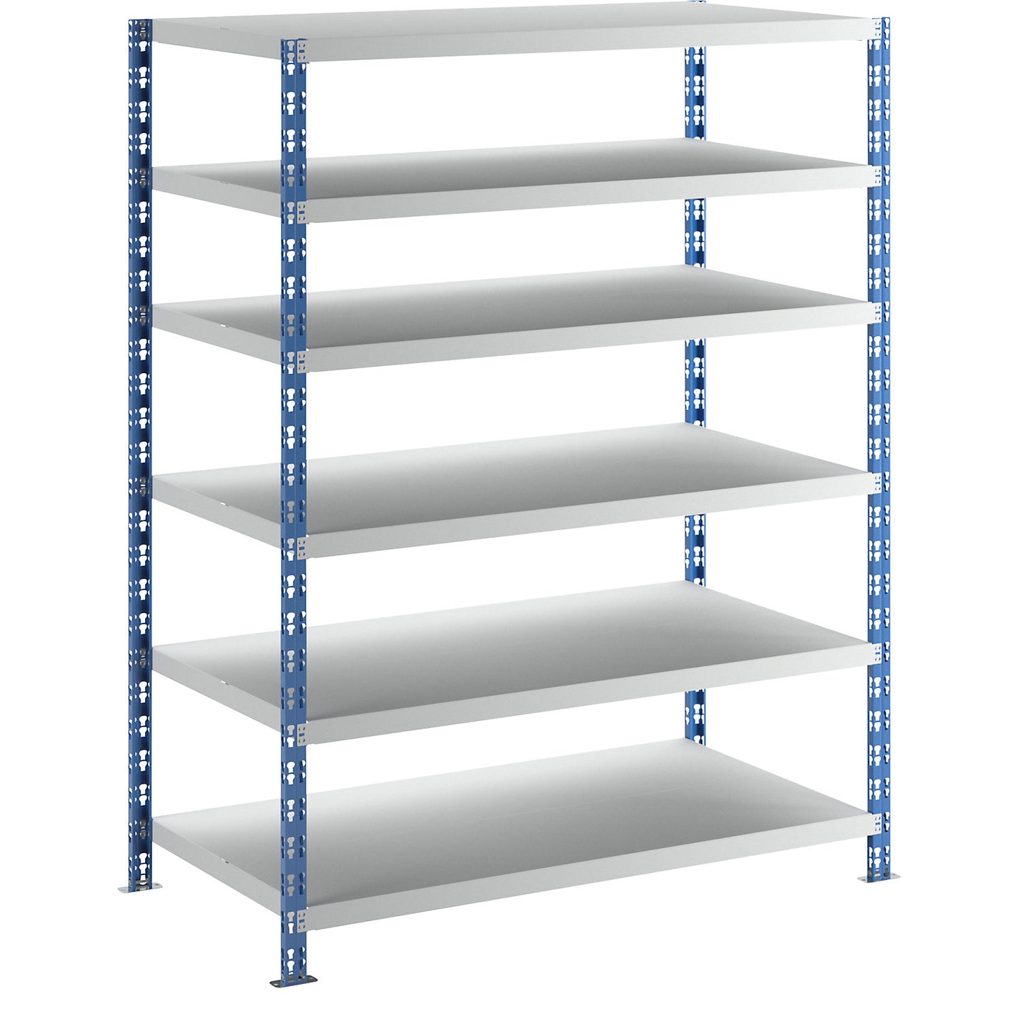 Wide span boltless shelf unit, blue/grey, HxWxD 1976 x 1550 x 800 mm, sheet steel shelves, standard shelf unit.