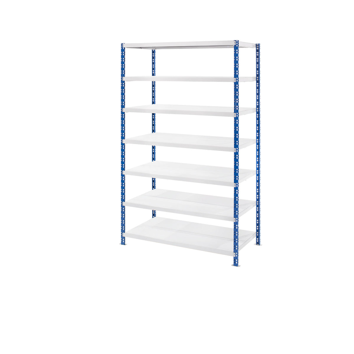 Wide span boltless shelf unit, blue/grey, HxWxD 2522 x 1550 x 800 mm, sheet steel shelves, standard shelf unit.