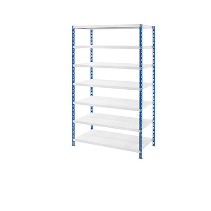 Wide span boltless shelf unit, blue/grey, HxWxD 2522 x 1550 x 800 mm, sheet steel shelves, standard shelf unit.