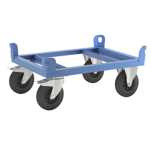 Steel dolly, for half pallets, max. load 500 kg, loading height 280 mm, blue.