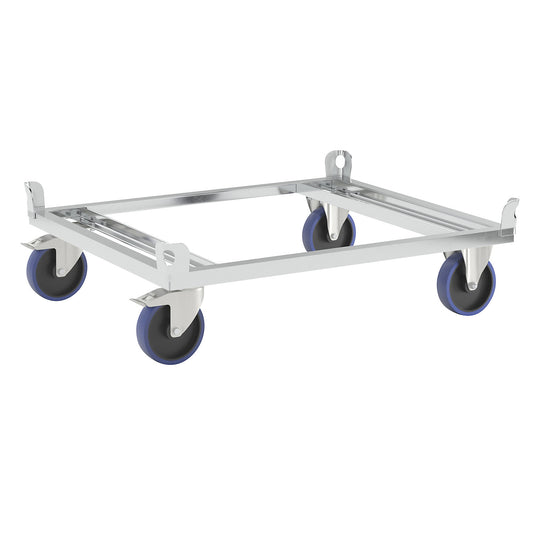 Steel dolly, for industrial pallets, max. load 1000 kg, loading height 280 mm, zinc plated.