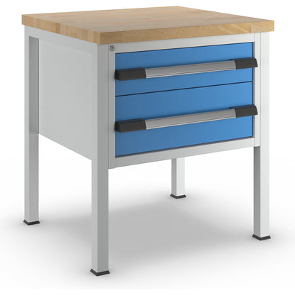 Workbench, Series 8000 frame construction, 2 drawers: 1 x 150 mm, 1 x 210 mm, WxD 750 x 700 mm.