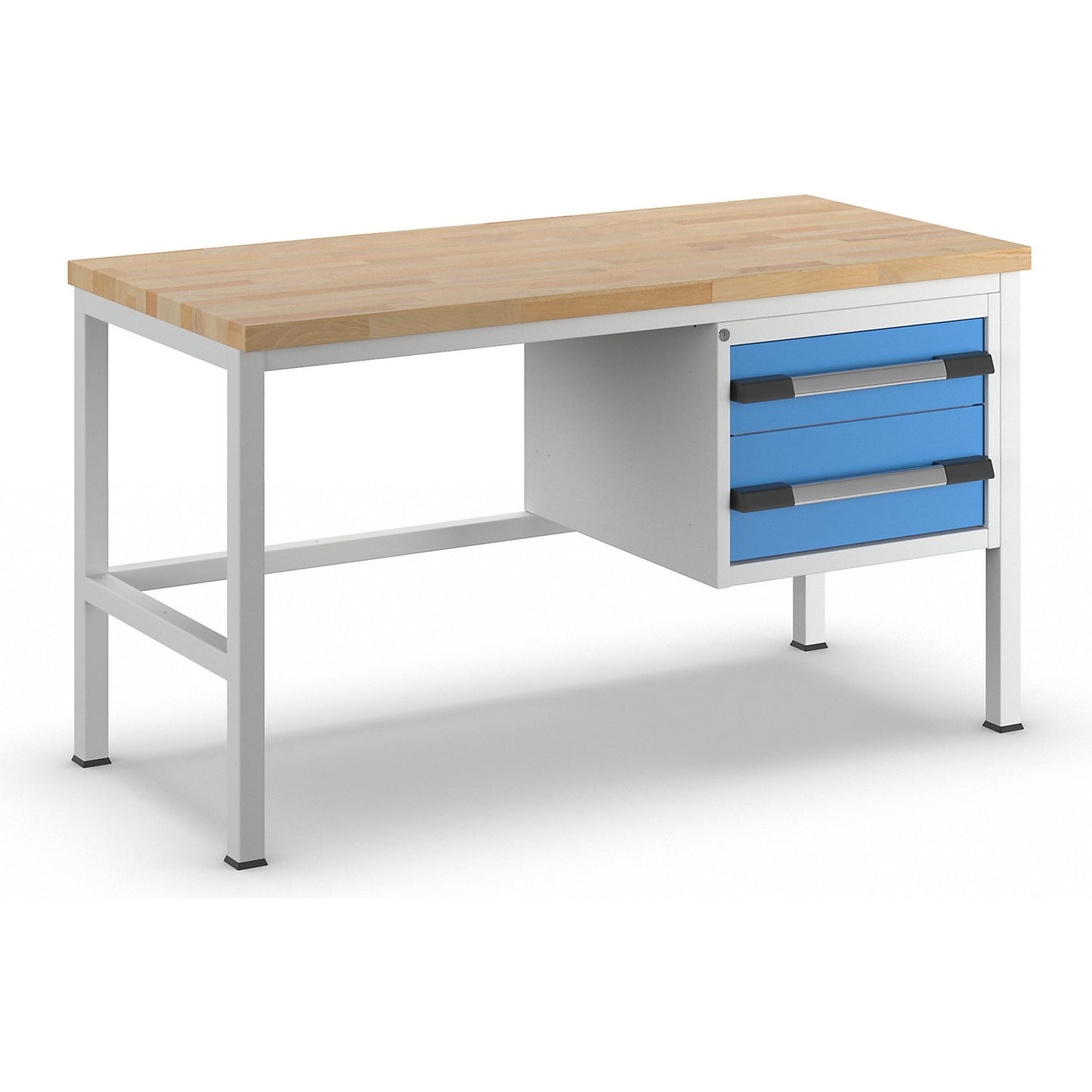 Workbench, Series 8000 frame construction, 2 drawers: 1 x 150 mm, 1 x 210 mm, WxD 1500 x 700 mm.