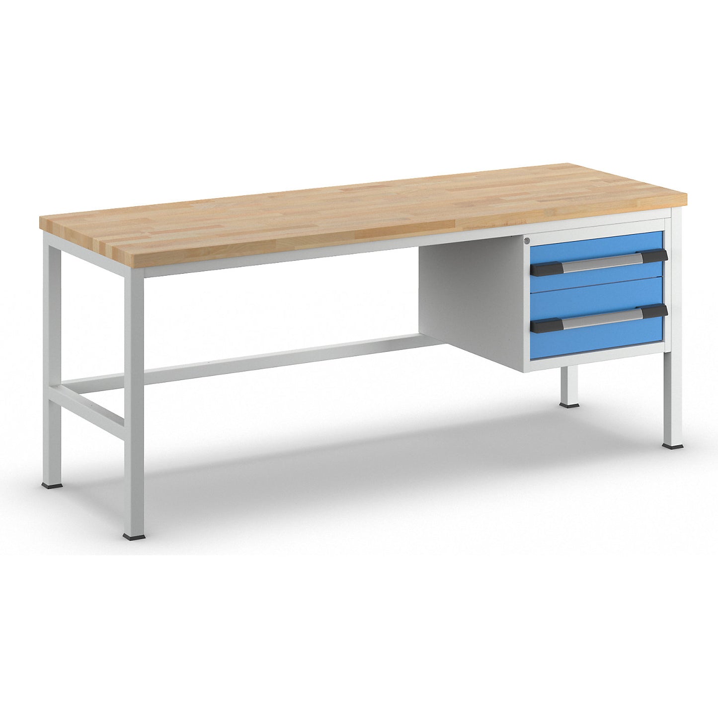 Workbench, Series 8000 frame construction, 2 drawers: 1 x 150 mm, 1 x 210 mm, WxD 2000 x 700 mm.