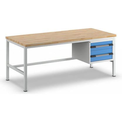 Workbench, Series 8000 frame construction, 2 drawers: 1 x 150 mm, 1 x 210 mm, WxD 2000 x 900 mm.