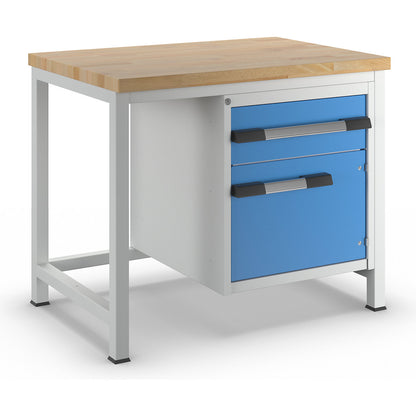 Workbench, Series 8000 frame construction, 1 x 180 mm drawer, 1 x 360 mm door, WxD 1000 x 700 mm.