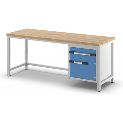 Workbench, Series 8000 frame construction, 1 x 180 mm drawer, 1 x 360 mm door, WxD 2000 x 700 mm.