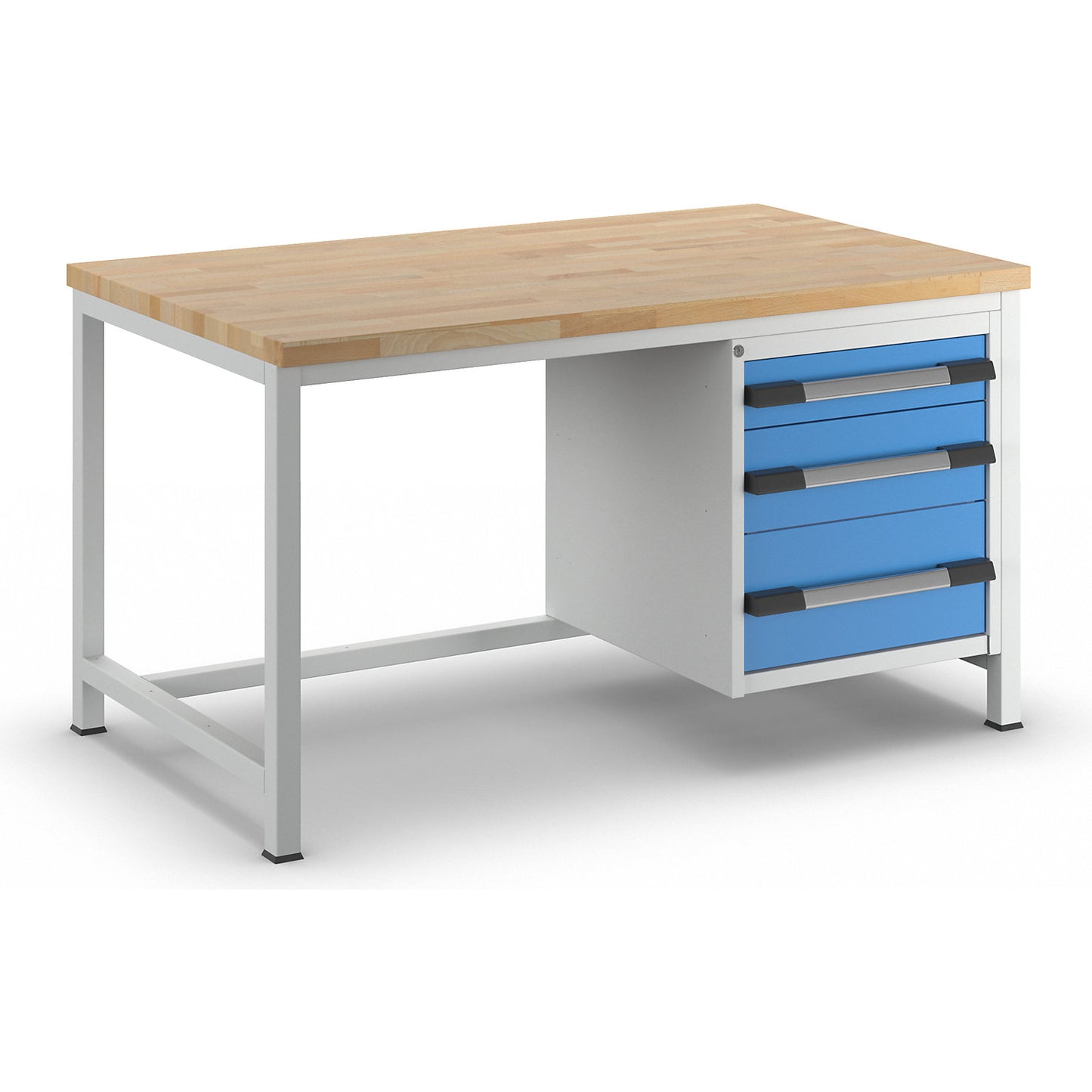 Workbench, Series 8000 frame construction, 3 drawers: 1 x 120, 1 x 180, 1 x 240 mm, WxD 1500 x 900 mm.