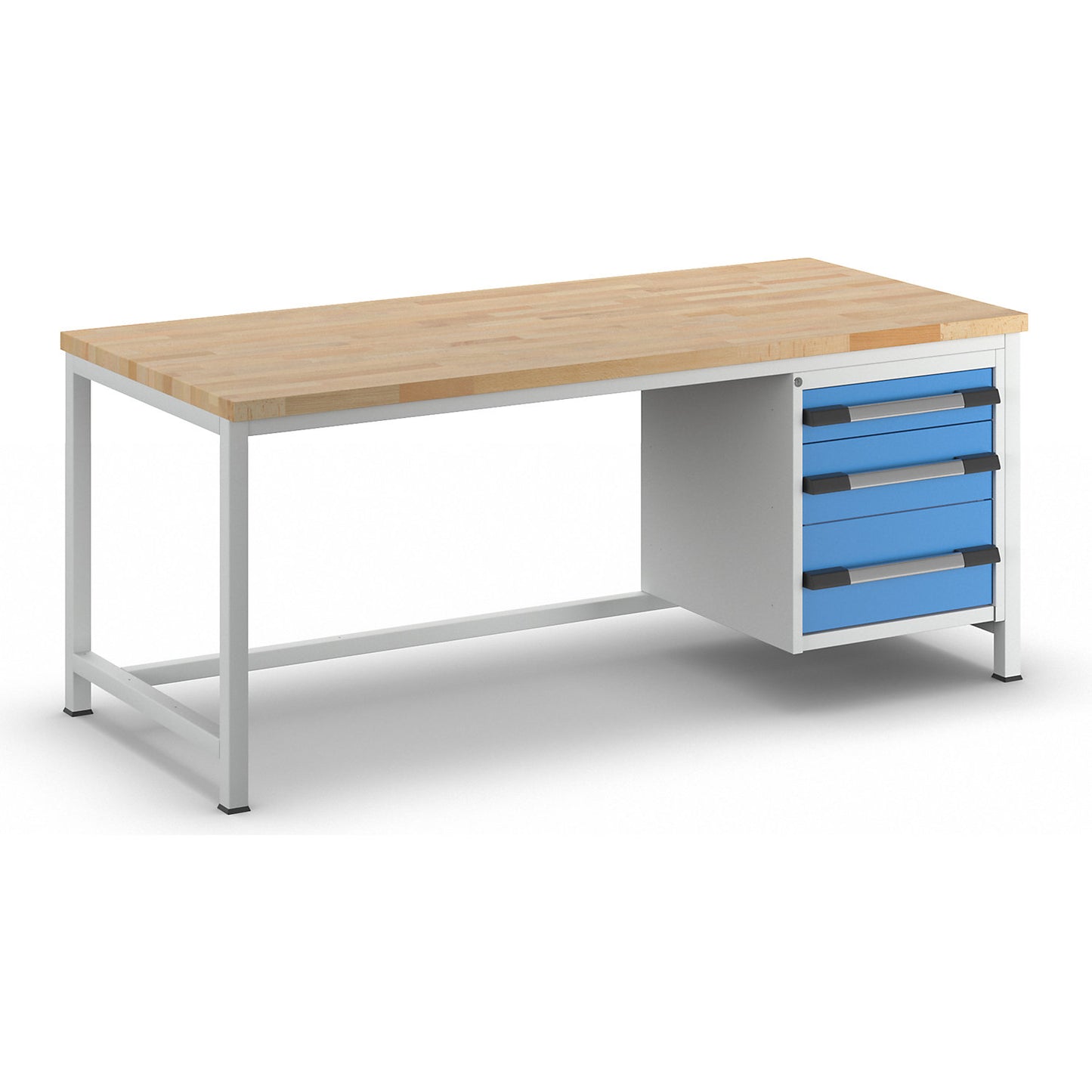 Workbench, Series 8000 frame construction, 3 drawers: 1 x 120, 1 x 180, 1 x 240 mm, WxD 2000 x 900 mm.
