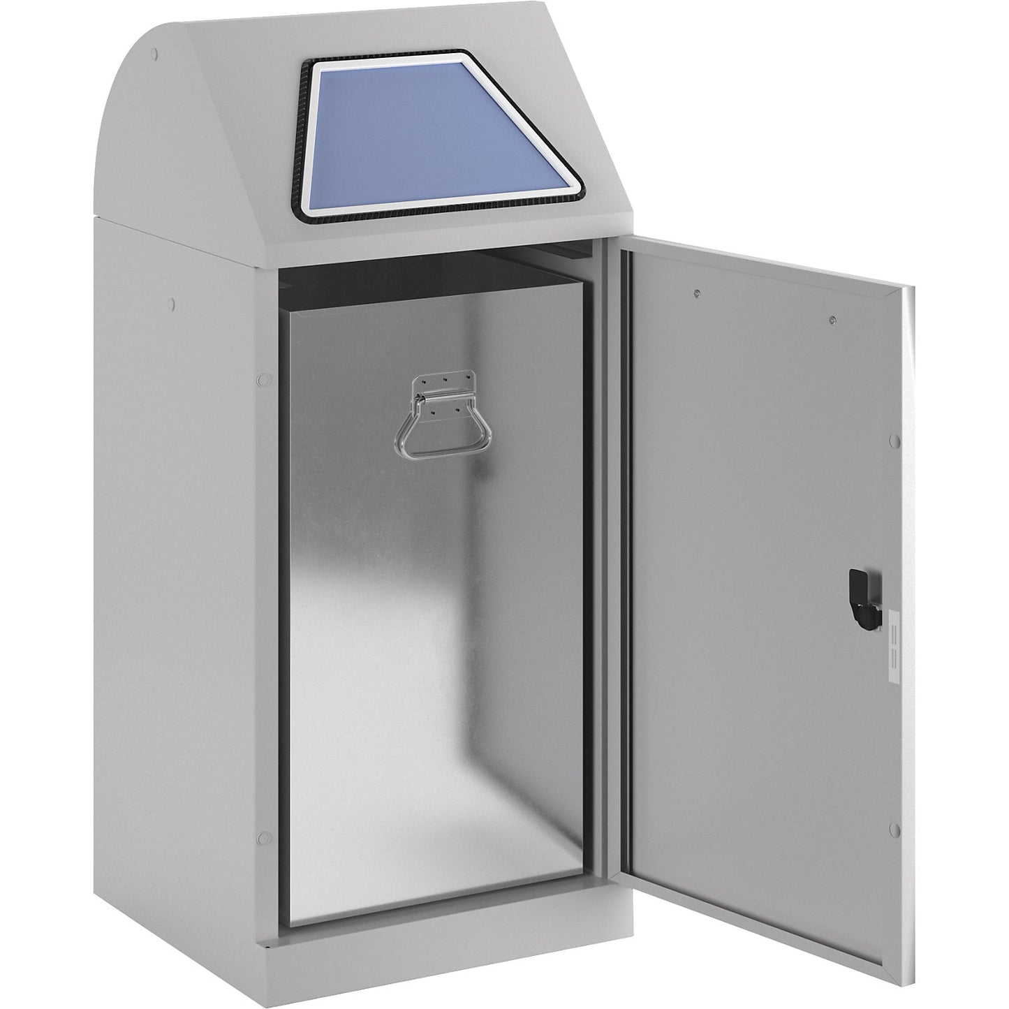 Recyclable waste container, manually operated access flap, with inner container, capacity 60 l, light grey.