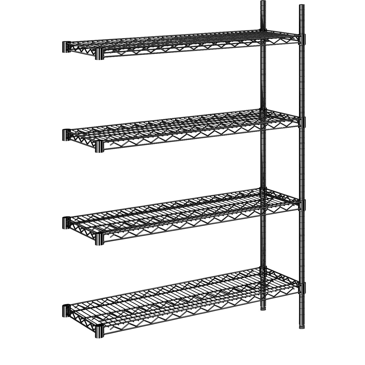 Steel wire mesh shelf unit, black, max. shelf load 250 kg, WxD 910 x 360 mm, extension shelf unit, height 1370 mm, 4 shelves.