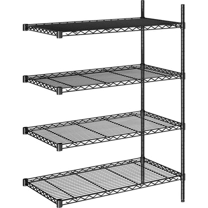 Steel wire mesh shelf unit, black, max. shelf load 100 kg, WxD 910 x 610 mm, extension shelf unit, height 1370 mm, 4 shelves.