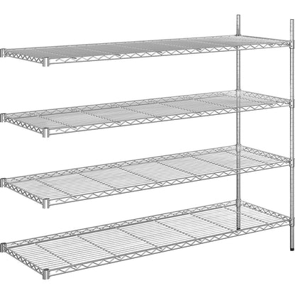 Steel wire mesh shelf unit, chrome plated, max. shelf load 100 kg, WxD 1520 x 610 mm, extension shelf unit, height 1370 mm, 4 shelves.