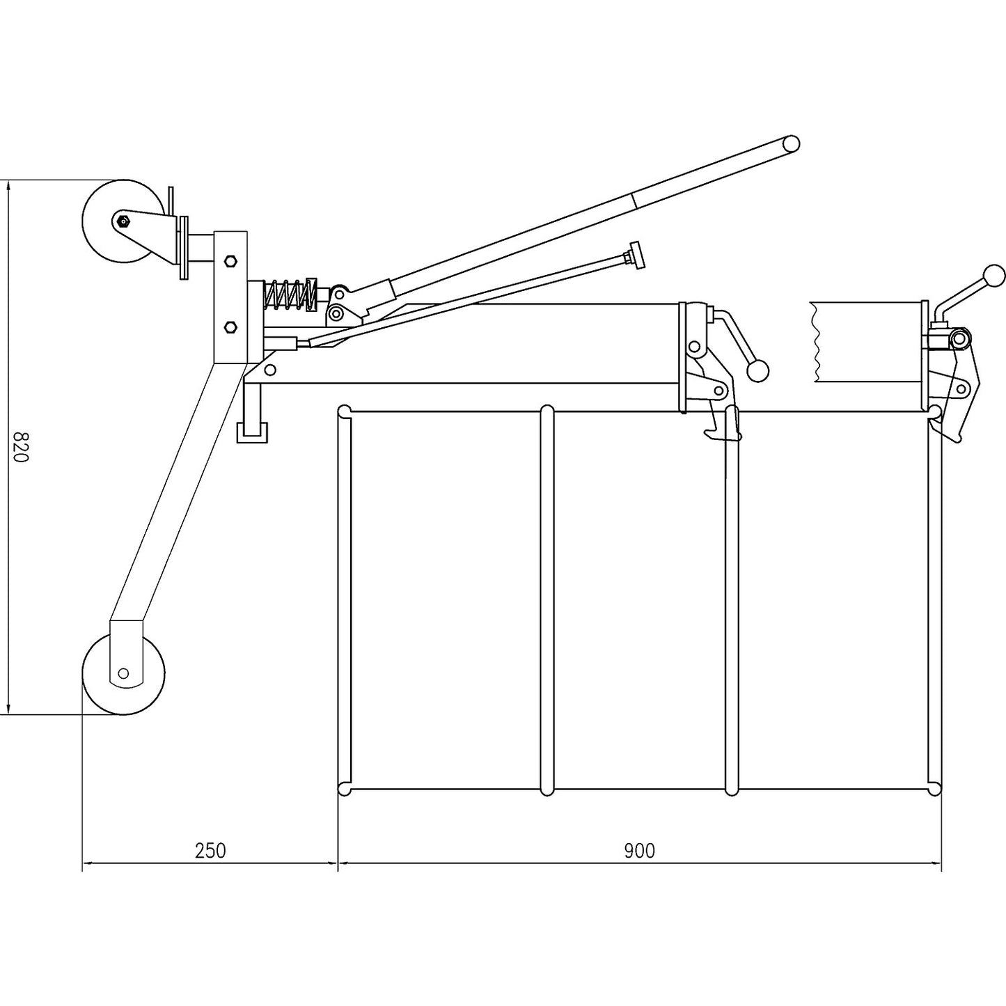 Drum grip, can drive over pallets, max. load 250 kg.