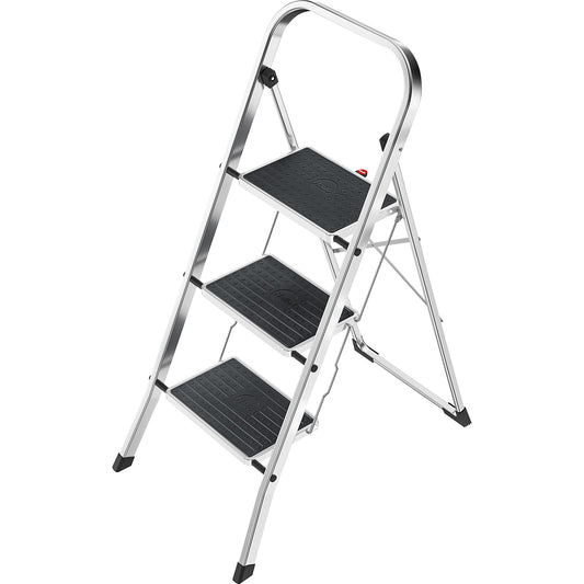 K70 StandardLine folding steps, aluminium frame, max. load 150 kg, 3 steps, step height 690 mm.