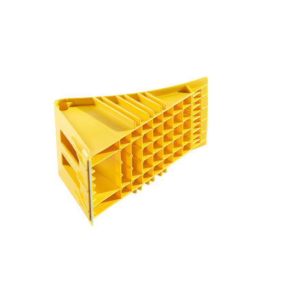 Wheel chock, yellow, nominal size 46, pack of 2, 1+ packs.