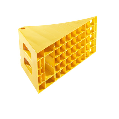 Wheel chock, yellow, nominal size 53, pack of 2, 1+ packs.