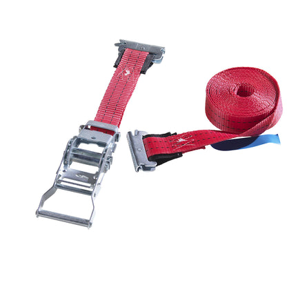 Restraint strap with pressure ratchet, for combination restraint rail, pack of 2, length 6000 mm.