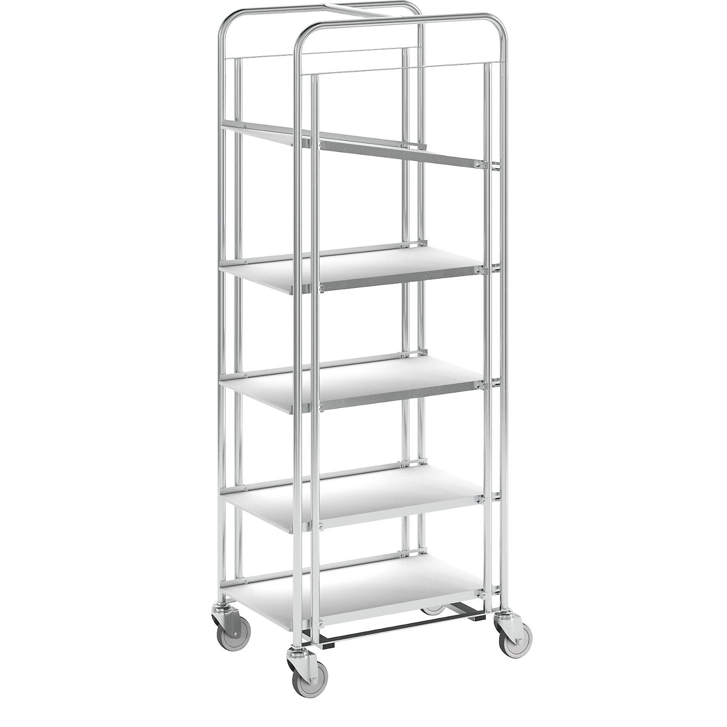Shelf truck for FLEX boxes, LxWxH 670 x 463 x 1785 mm, max. load 200 kg.