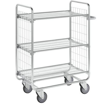 SERIES 100 mesh trolley, 3 shelves, LxWxH 930 x 460 x 1120 mm.