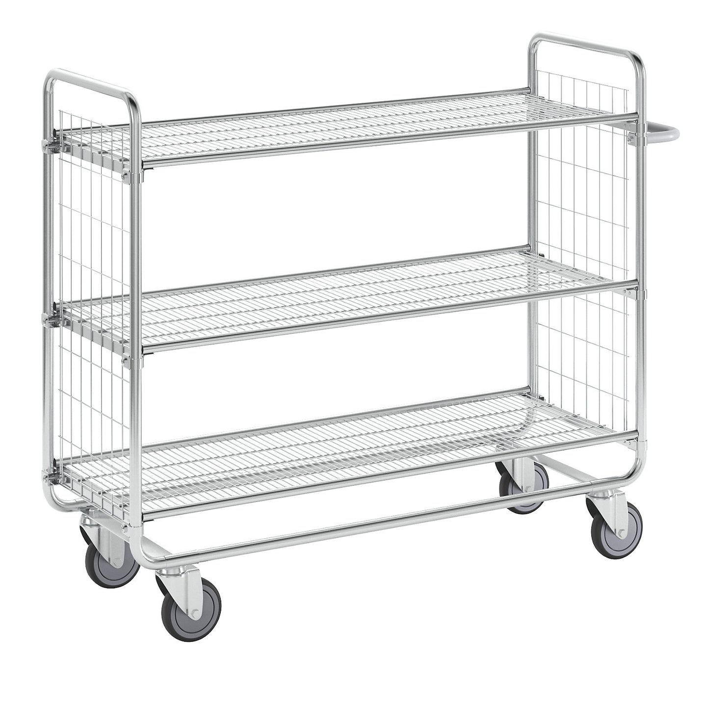 SERIES 100 mesh trolley, 3 shelves, LxWxH 1380 x 460 x 1120 mm.