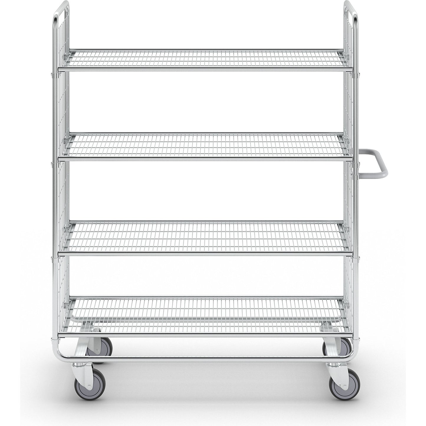 SERIES 100 mesh trolley, 4 shelves, LxWxH 1380 x 460 x 1585 mm.