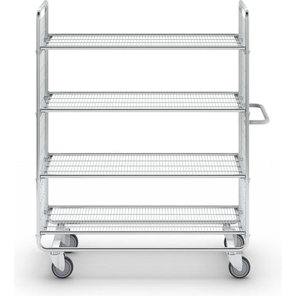 SERIES 100 mesh trolley, 4 shelves, LxWxH 1380 x 460 x 1585 mm.