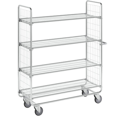 SERIES 100 mesh trolley, 4 shelves, LxWxH 1380 x 460 x 1585 mm.