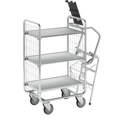 SERIES 100 step trolley, 3 shelves, LxWxH 890 x 460 x 1120 mm.