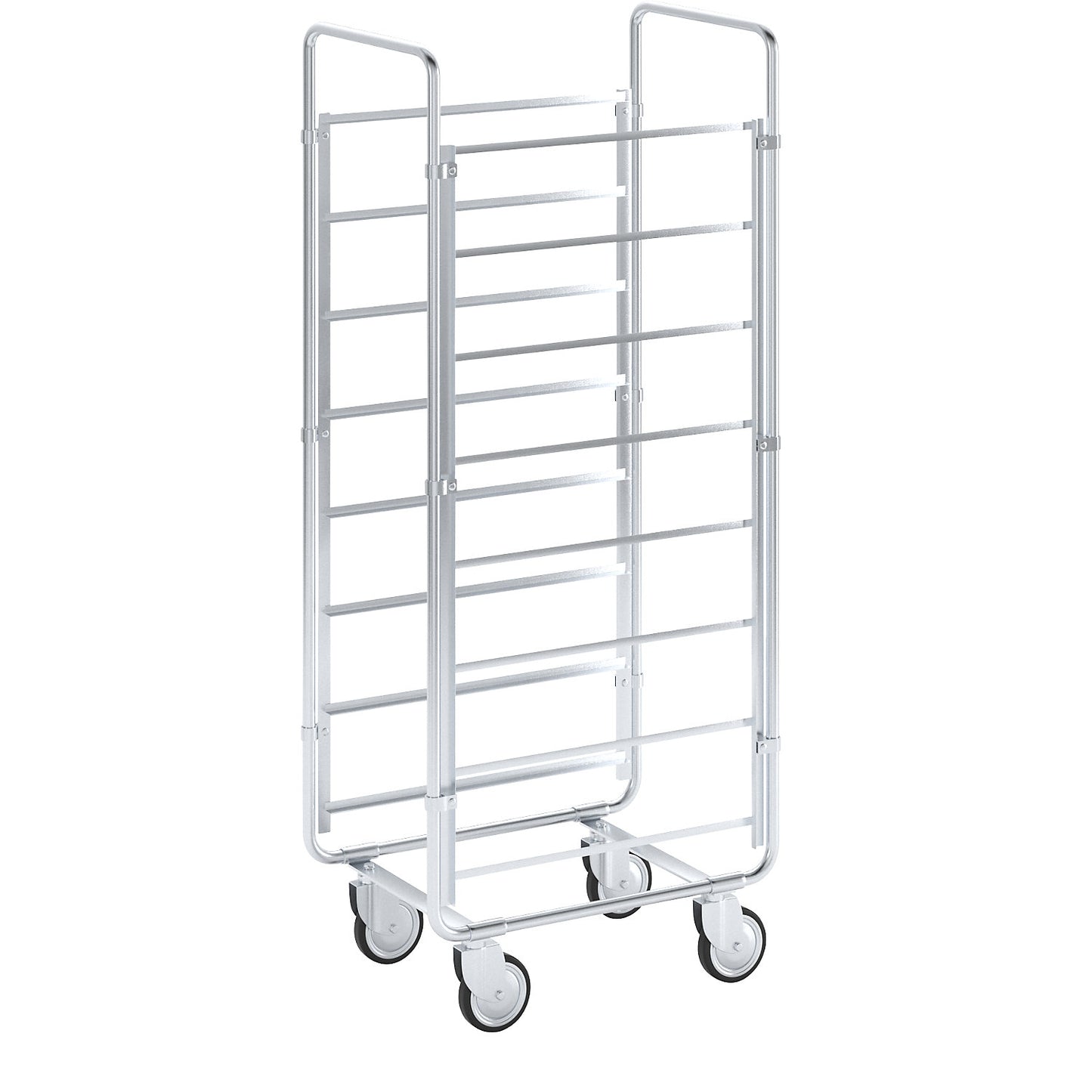 Tray and crate trolley ESD, LxWxH 670 x 465 x 1585 mm, for 8 crates.