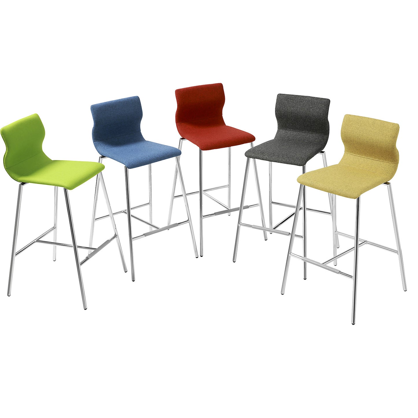 EVORA bar stool, upholstered, chrome plated frame, dark grey.