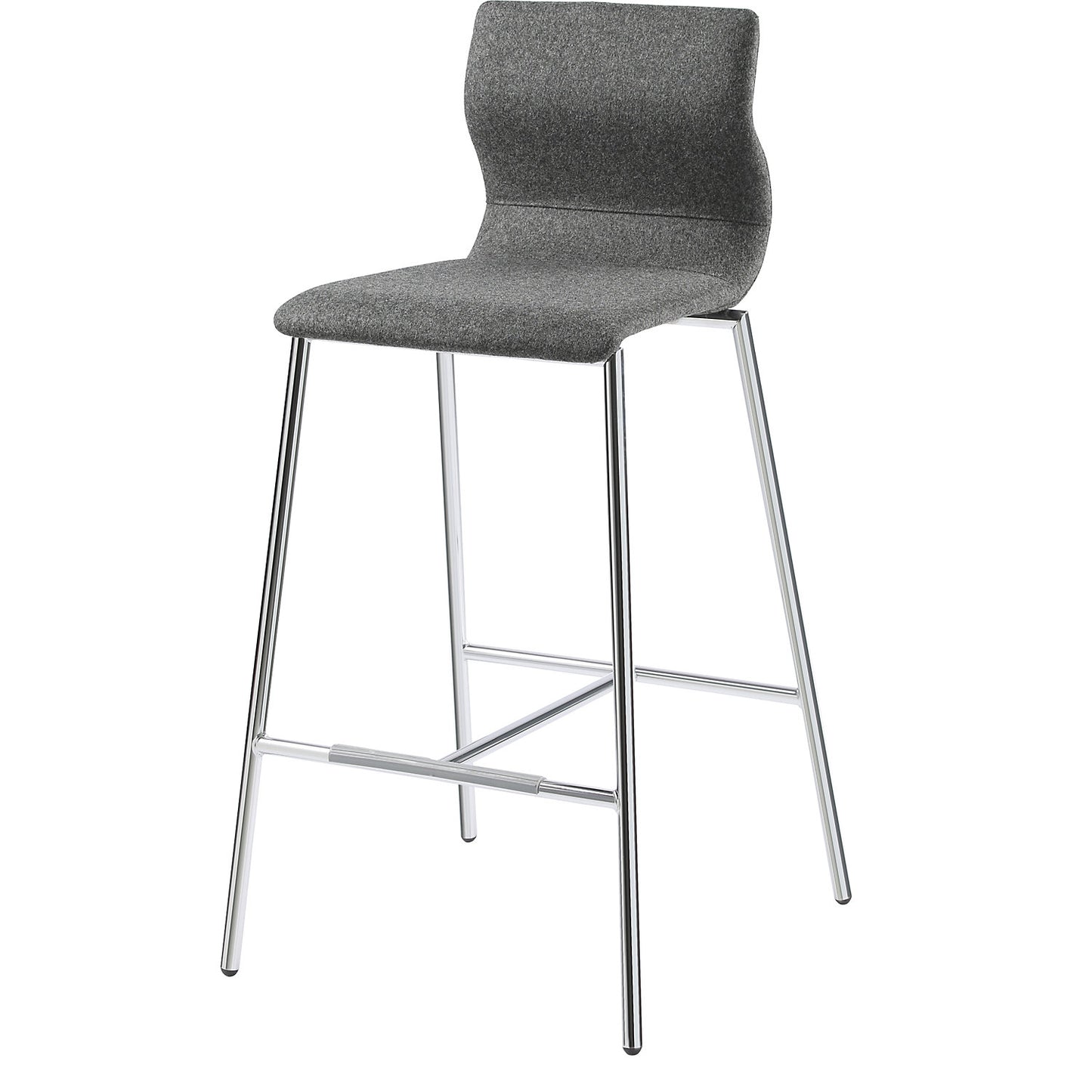 EVORA bar stool, upholstered, chrome plated frame, charcoal.
