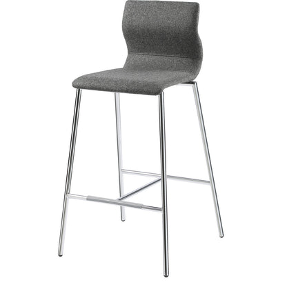 EVORA bar stool, upholstered, chrome plated frame, charcoal.