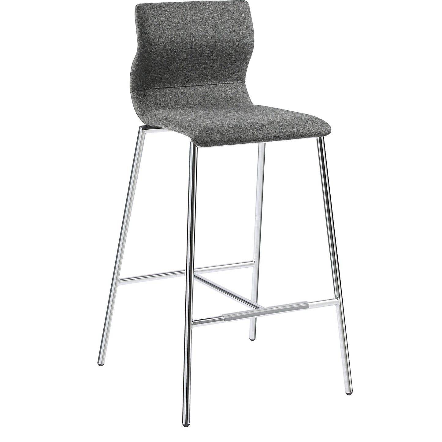 EVORA bar stool, upholstered, chrome plated frame, charcoal.