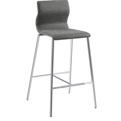 EVORA bar stool, upholstered, chrome plated frame, charcoal.
