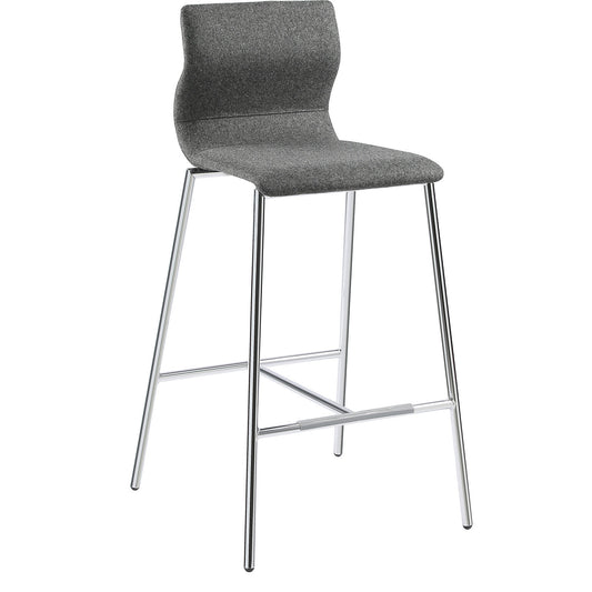 EVORA bar stool, upholstered, chrome plated frame, charcoal.